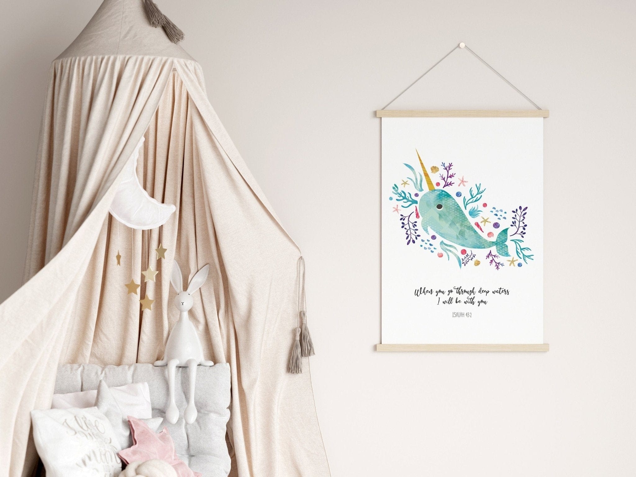 Narwhal bible verse print - Dolly and Fred Designs