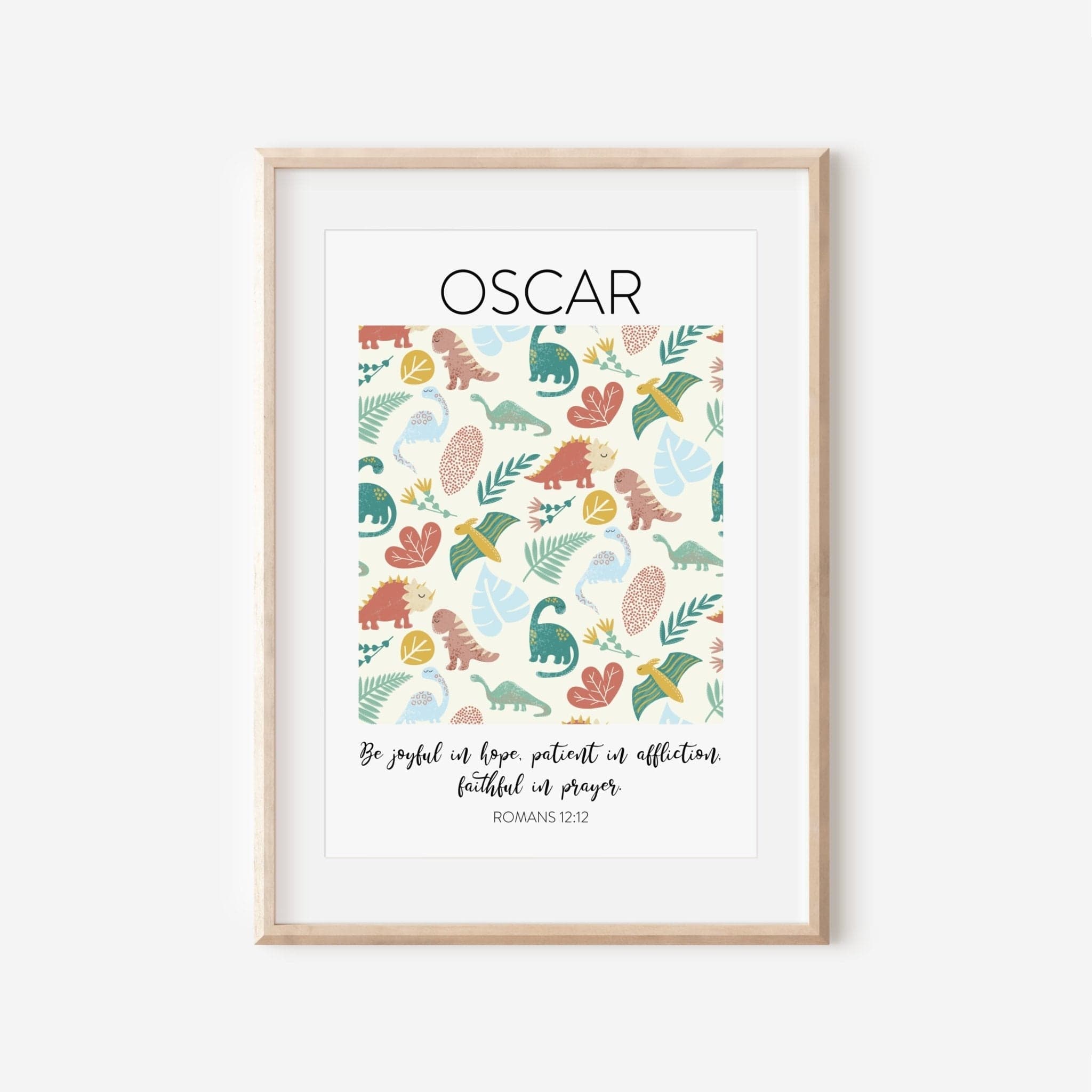 Neutral Dinosaur Bible Verse Print - Dolly and Fred Designs
