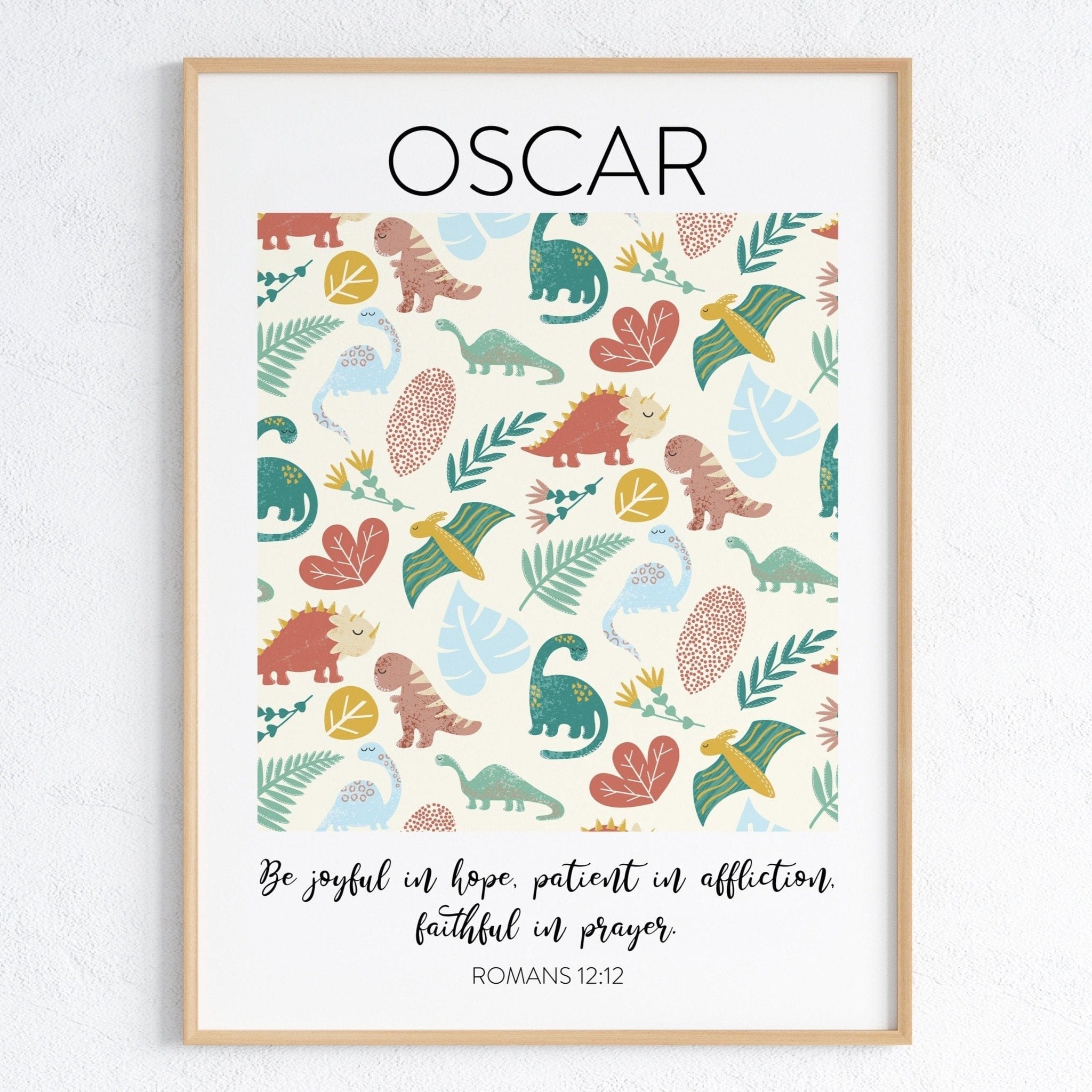 Neutral Dinosaur Bible Verse Print - Dolly and Fred Designs