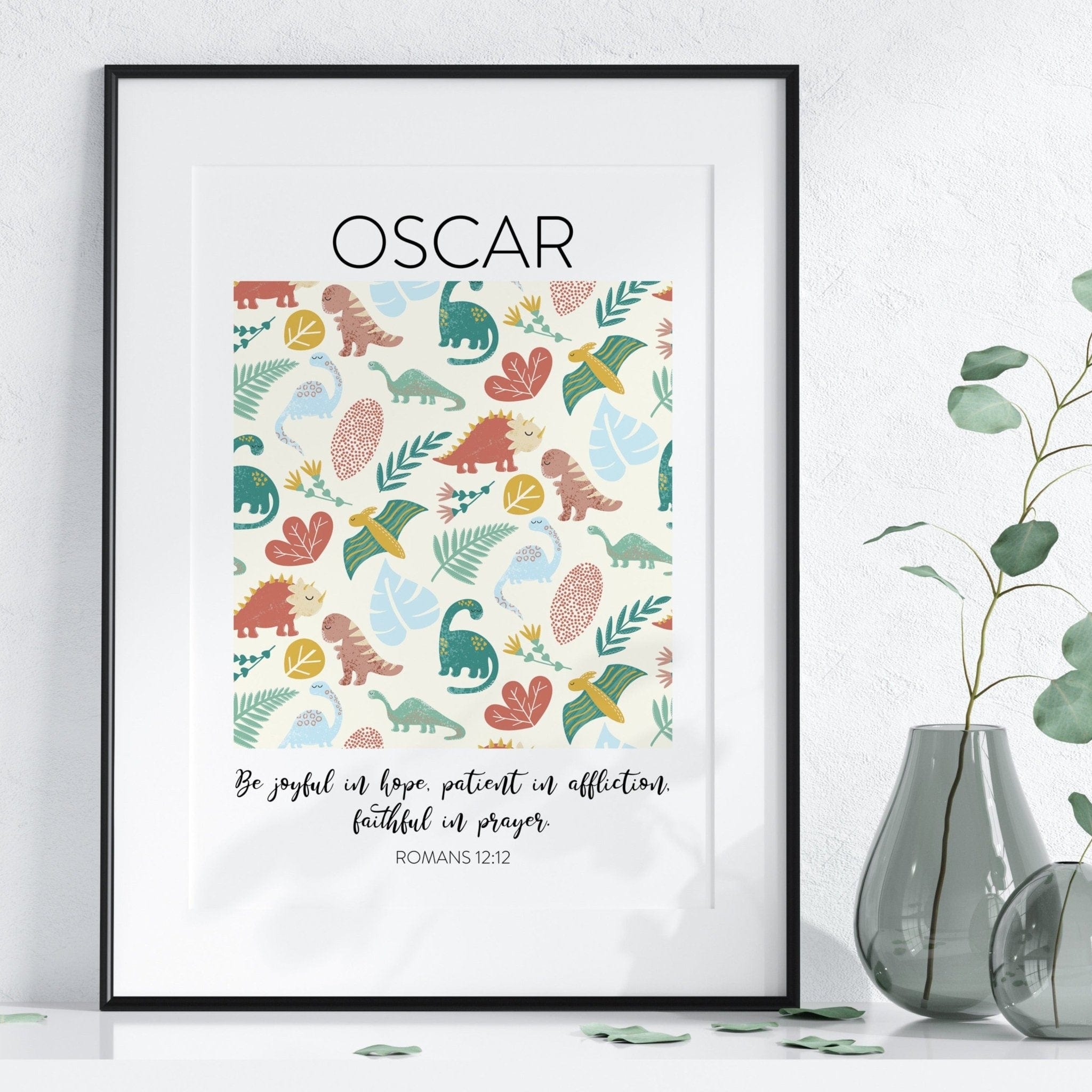 Neutral Dinosaur Bible Verse Print - Dolly and Fred Designs