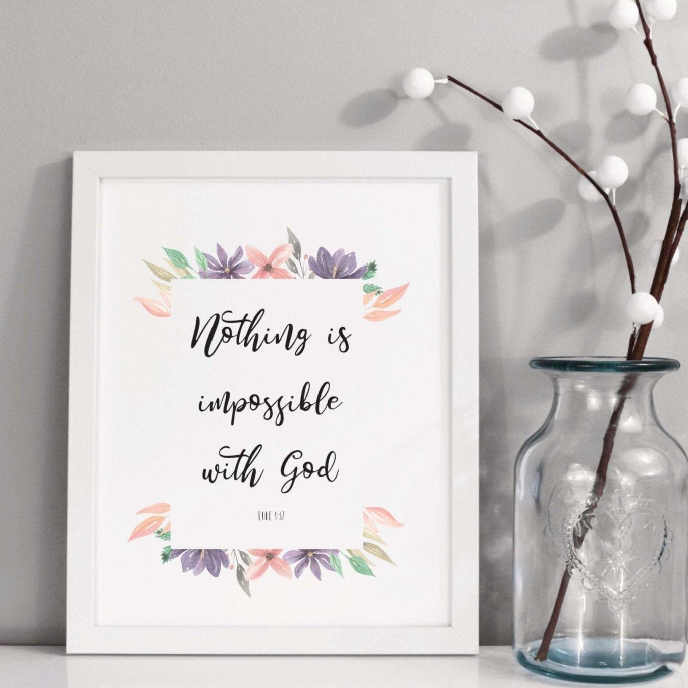 Nothing is impossible bible verse print - Dolly and Fred Designs