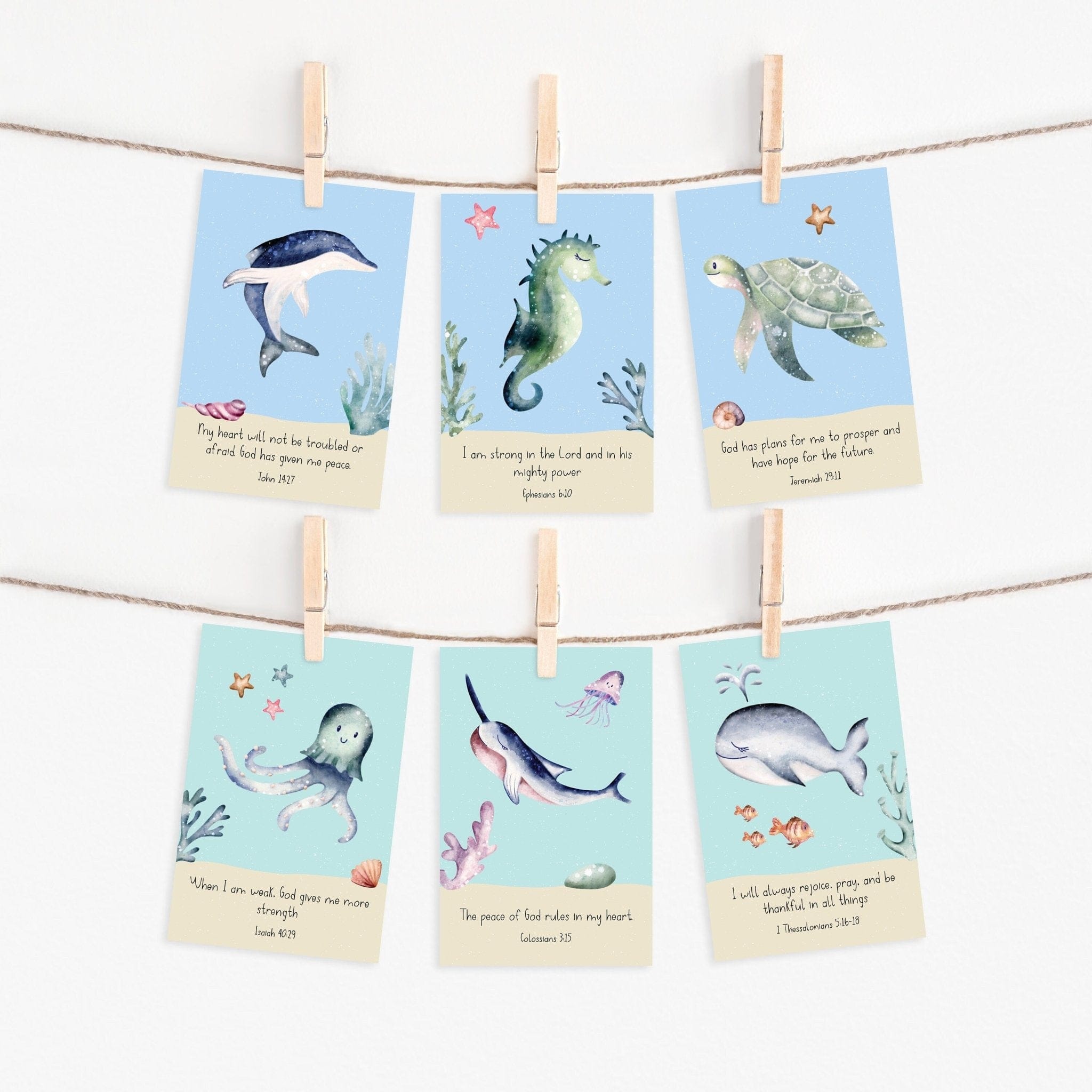 Ocean bible verse affirmation cards - Dolly and Fred Designs