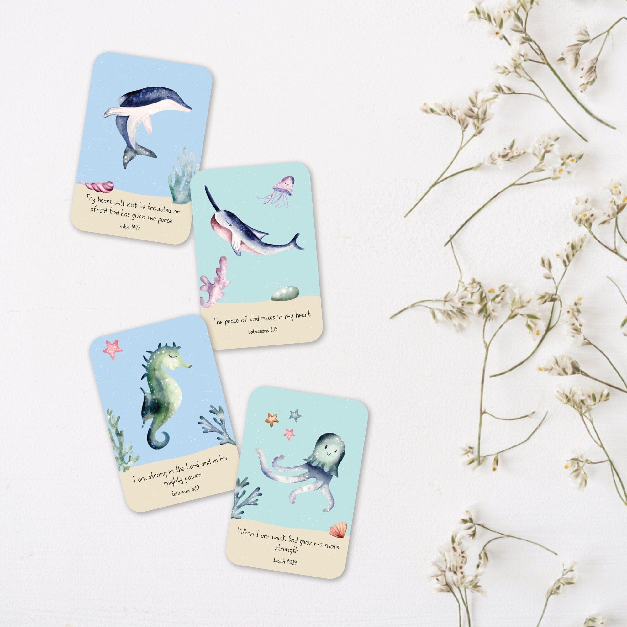 Ocean bible verse affirmation cards - Dolly and Fred Designs