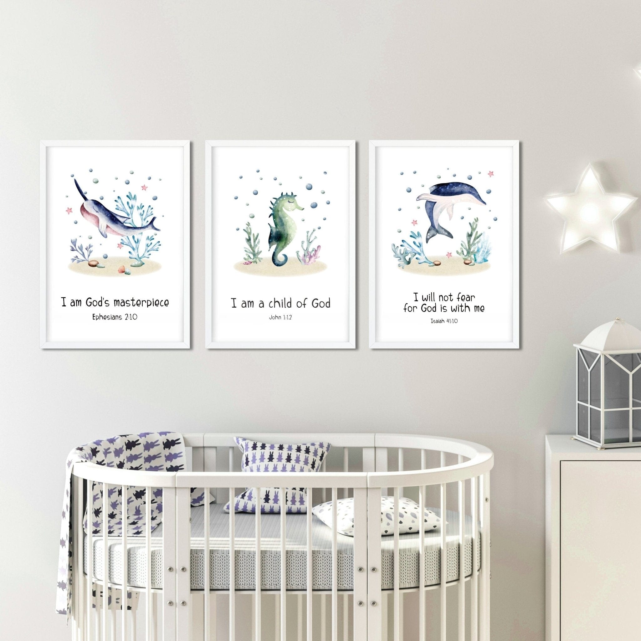 Ocean Bible Verse Nursery Print set - Dolly and Fred Designs