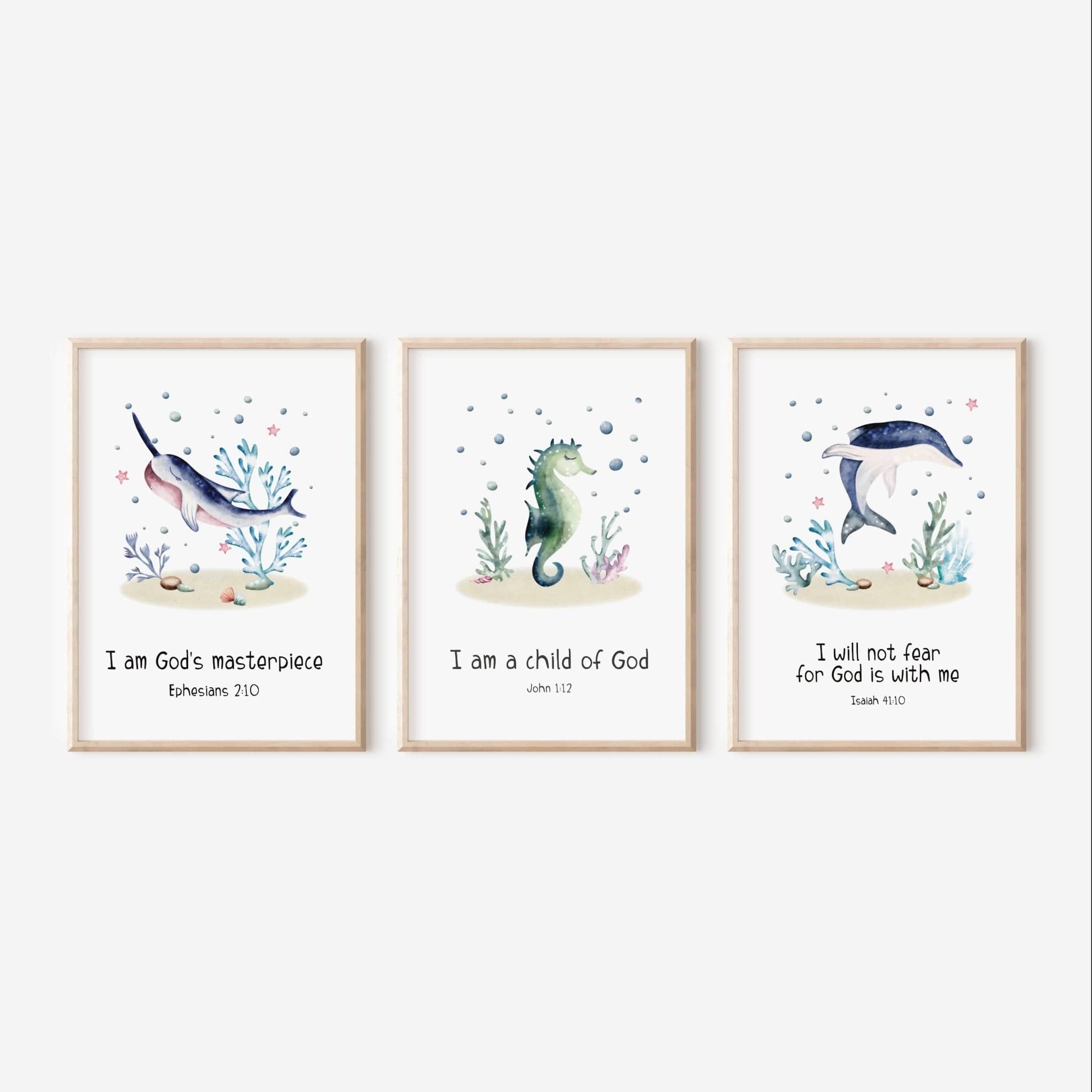 Ocean Bible Verse Nursery Print set - Dolly and Fred Designs