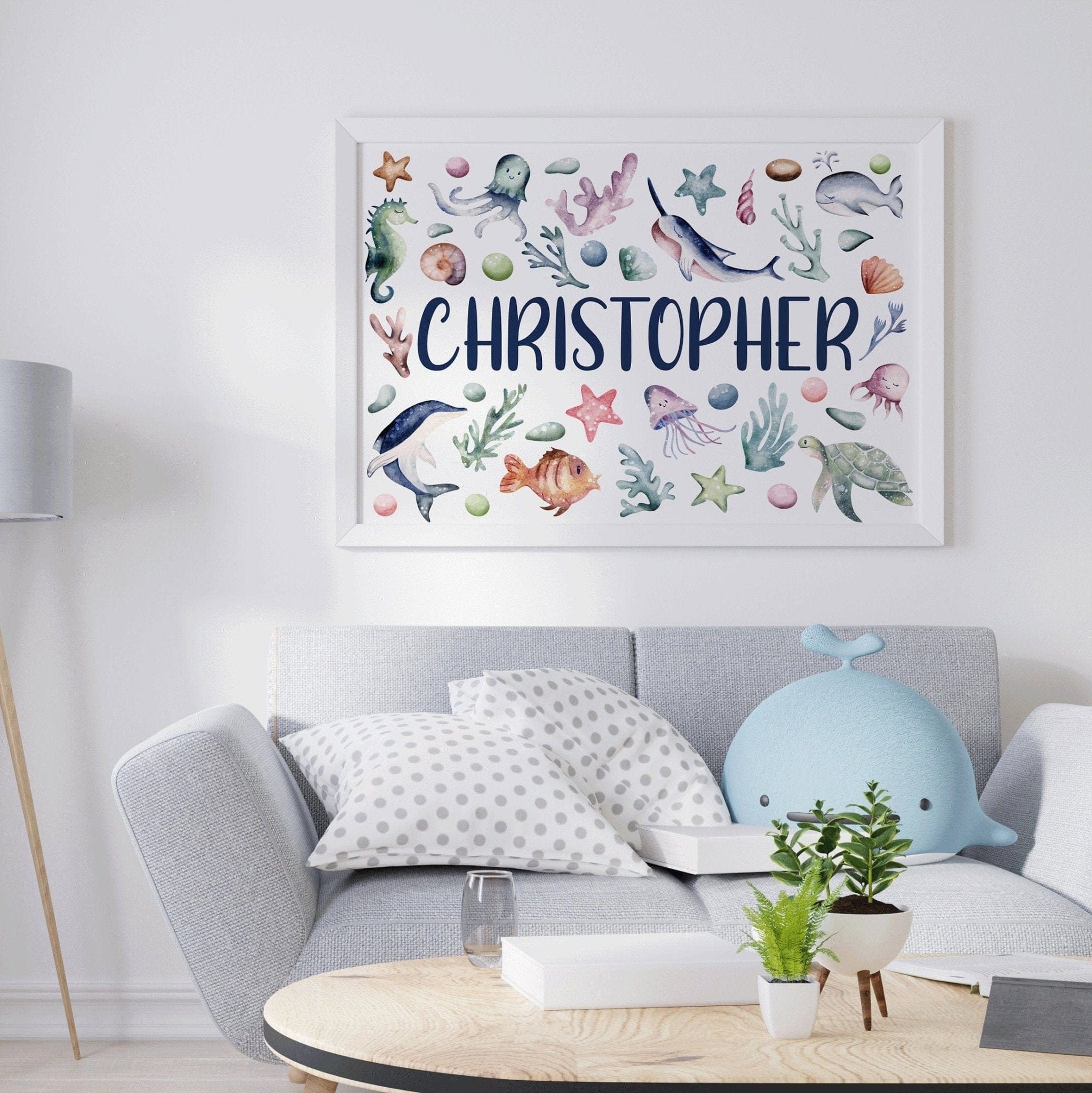 Ocean Nursery Name Print - Dolly and Fred Designs