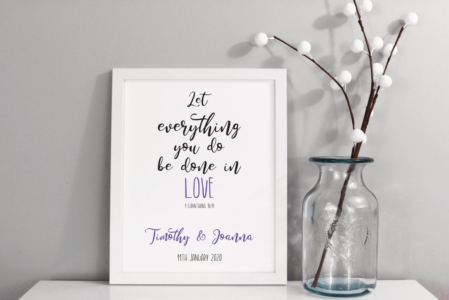 Personalised bible verse wedding gift print - Dolly and Fred Designs