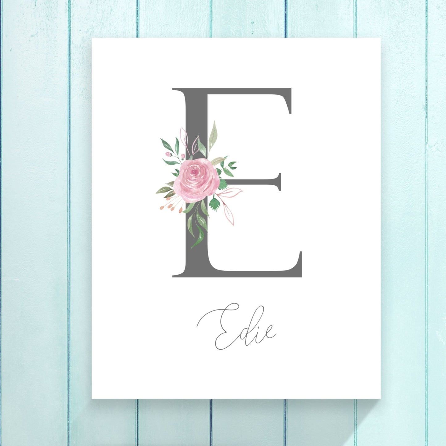 Personalised Grey Nursery Monogram art print - Dolly and Fred Designs