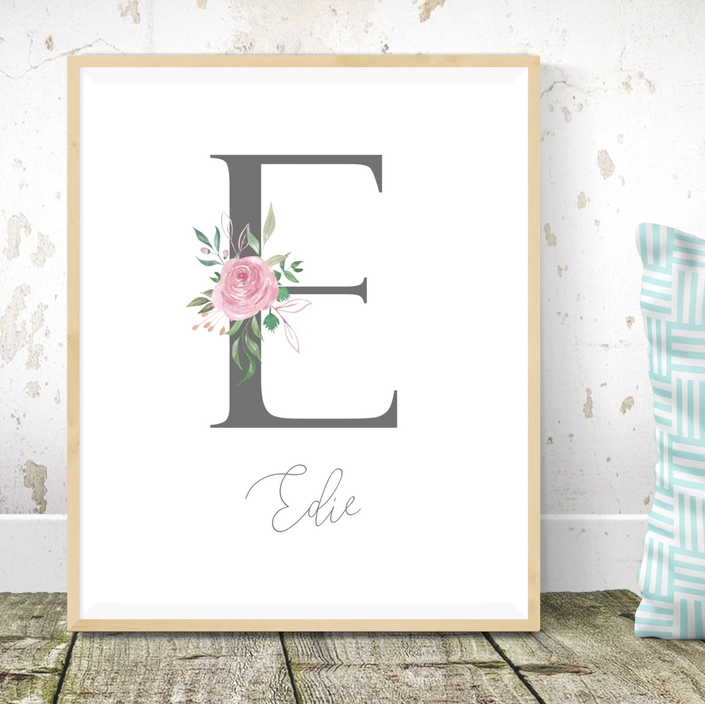 Personalised Grey Nursery Monogram art print - Dolly and Fred Designs