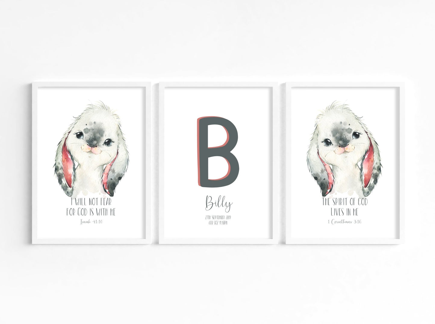 Watercolour Bunny Bible Verse Print Set - Dolly and Fred Designs