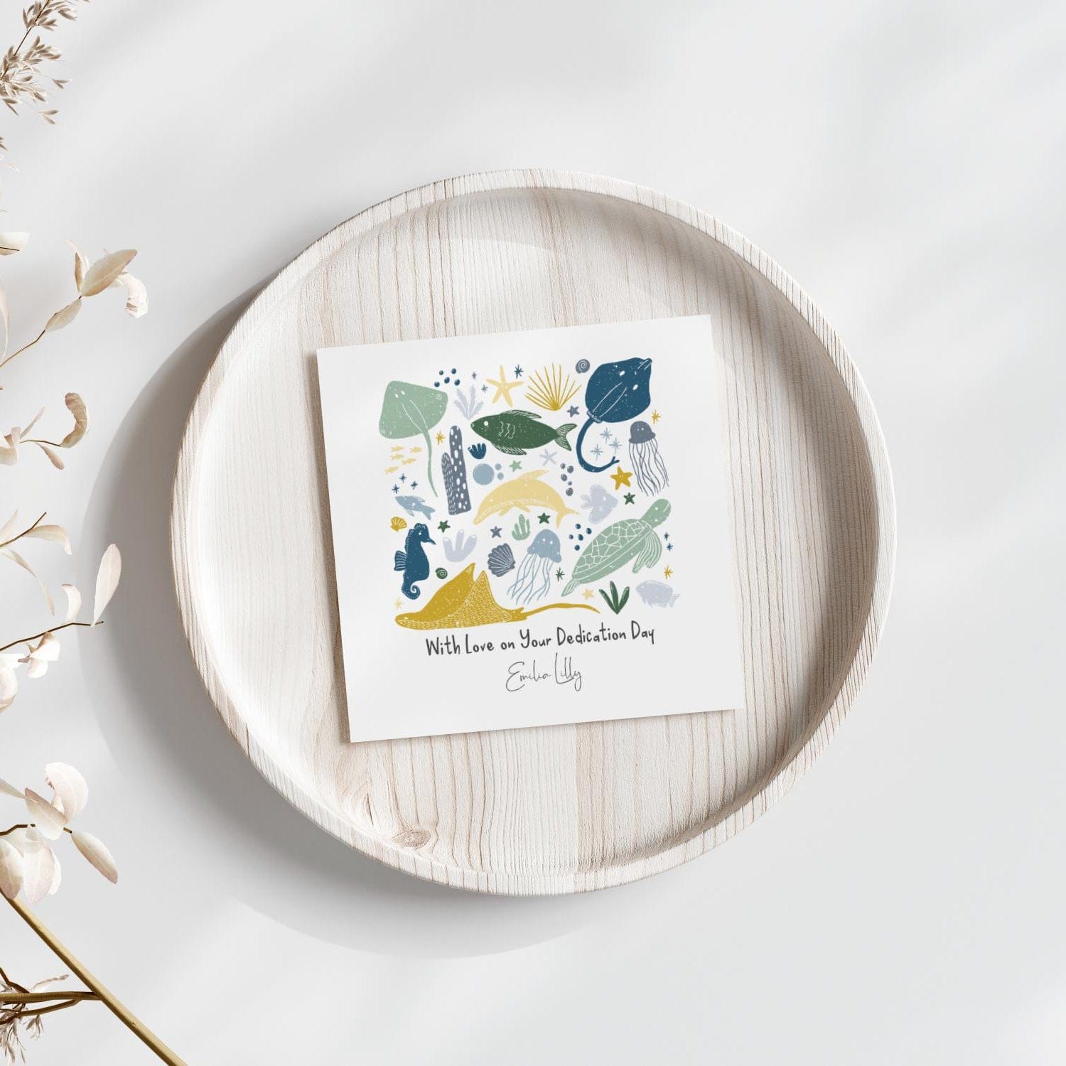 Personalised Ocean Baptism Card - Christian Christening Card for Boys or Girls - Under the Sea Dedication Keepsake