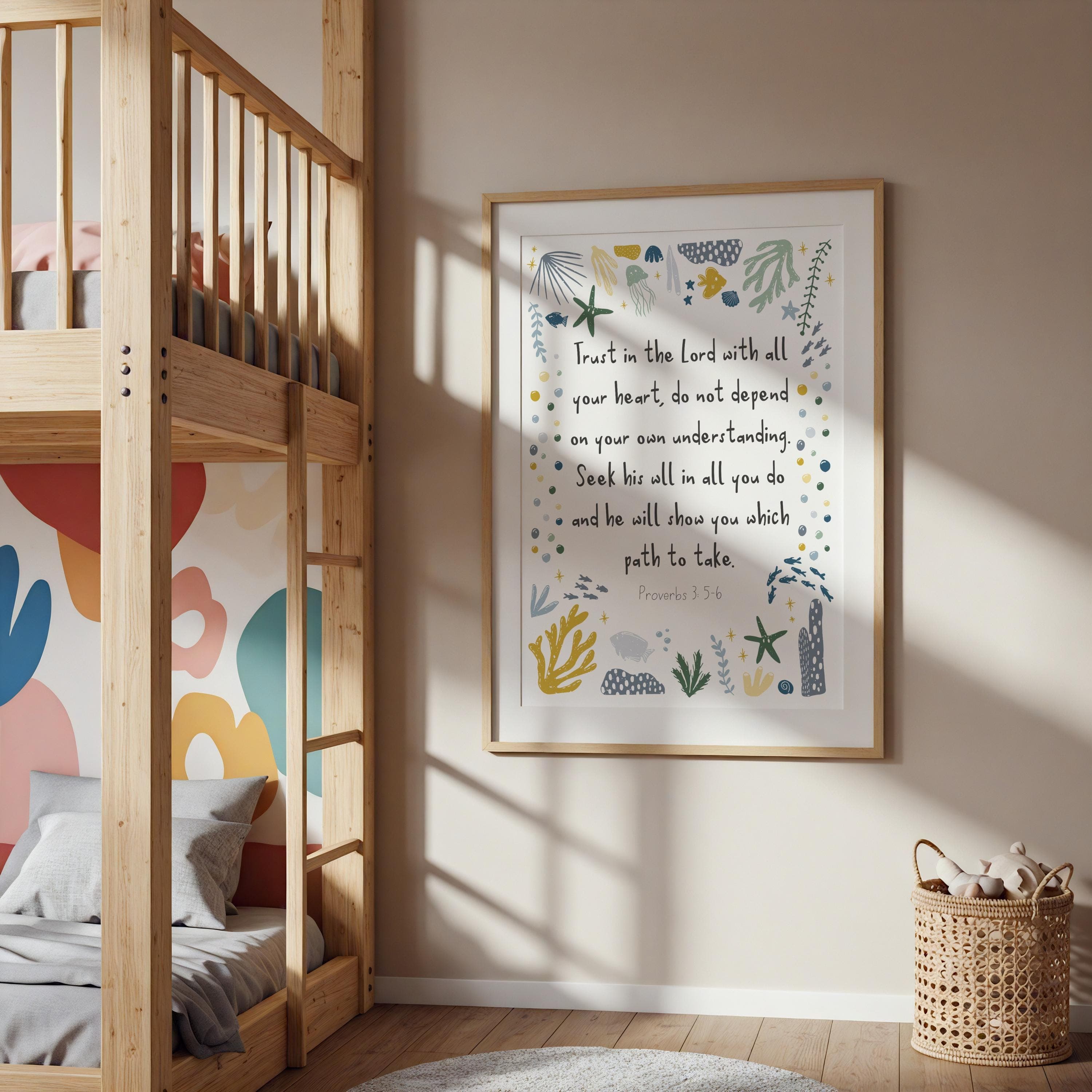 Set of 3 Ocean Bible Verse Prints - Peaceful Promises Collection - Sea Animal Nursery Decor - Christening or New Baby Gift