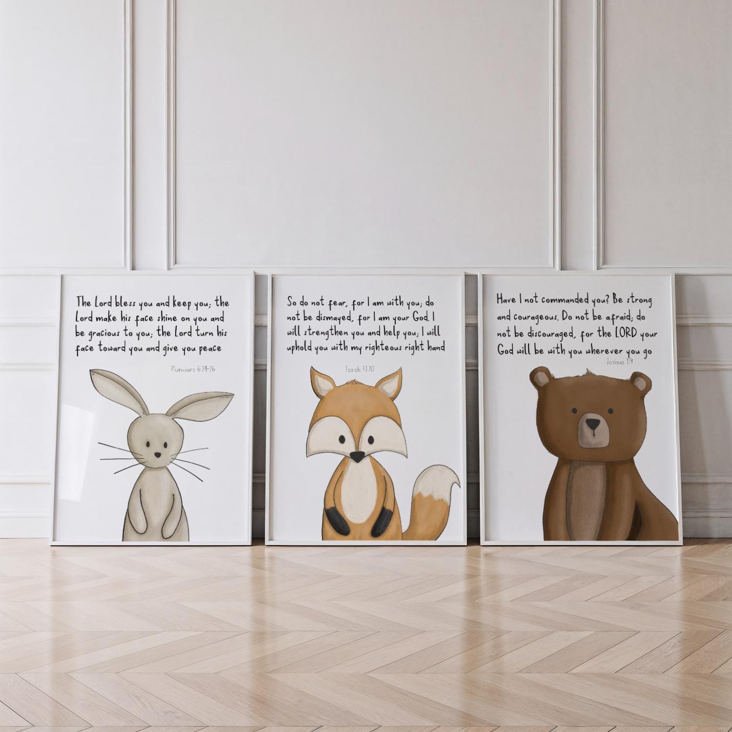 Woodland Nursery Wall Art Set of 3 | Christian Nursery Gift | Bible Verse Woodland Prints | Faith Decor for Baby or Child