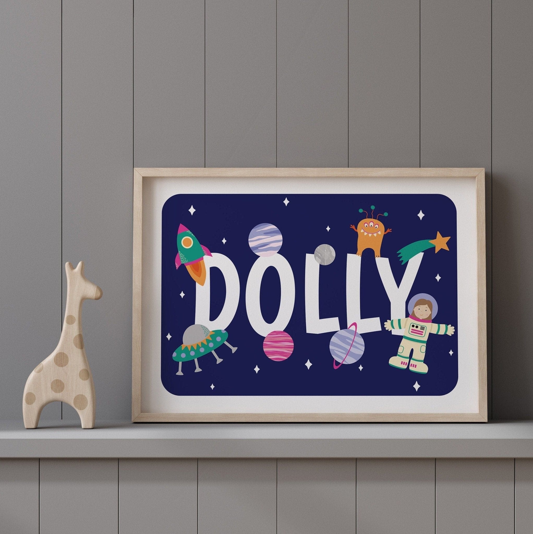 Personalised Astronaut Name Print - Dolly and Fred Designs