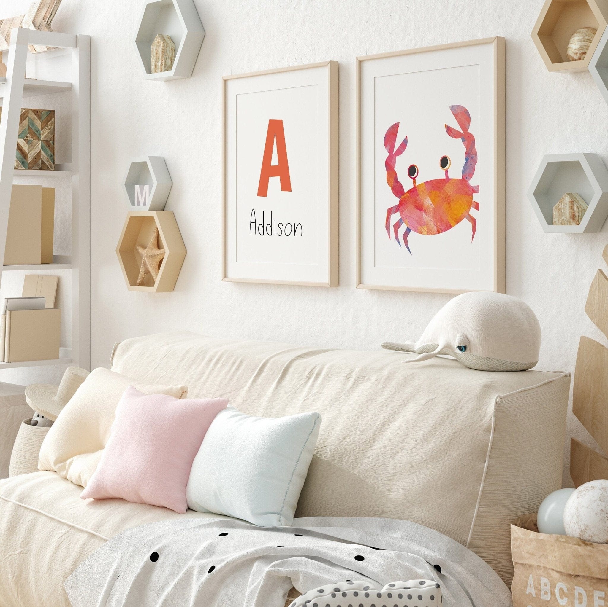 Sea animal nursery print set of 3 - Dolly and Fred Designs