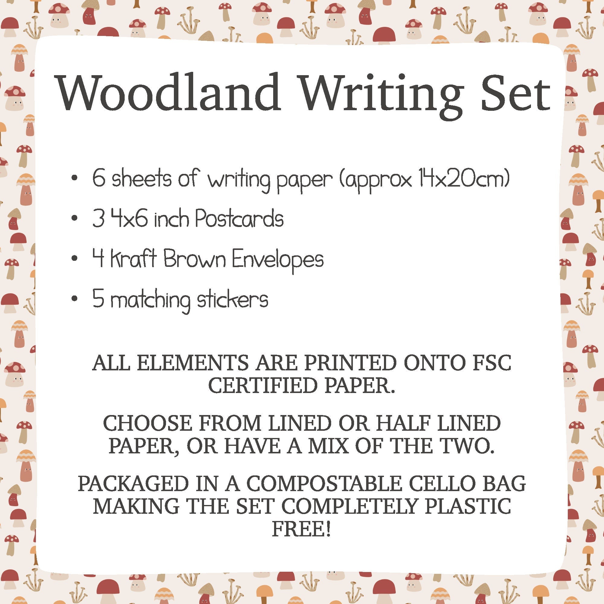 Woodland Animal Writing Set For Children - Dolly and Fred Designs