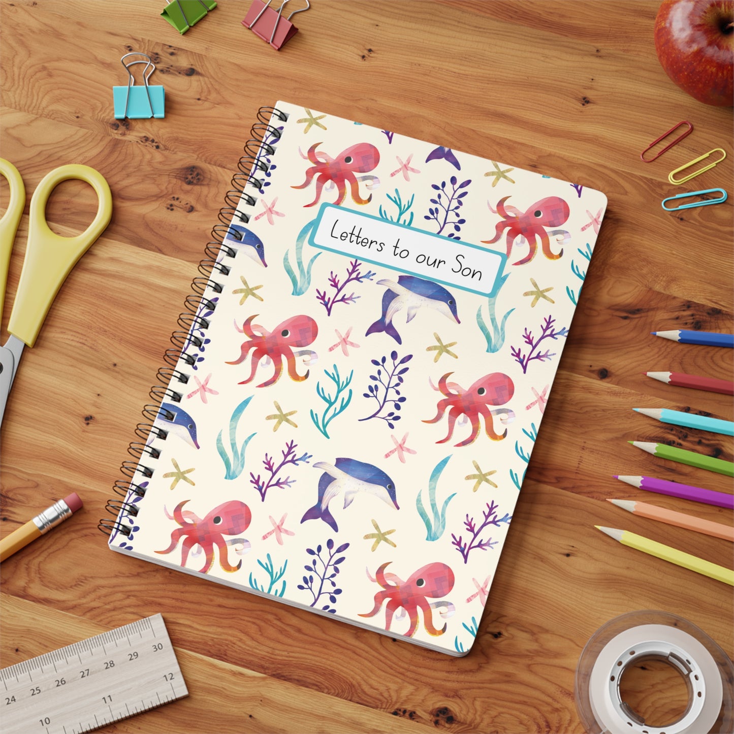 Spiral Bound Letters to my Son Notebook - Ocean Creatures