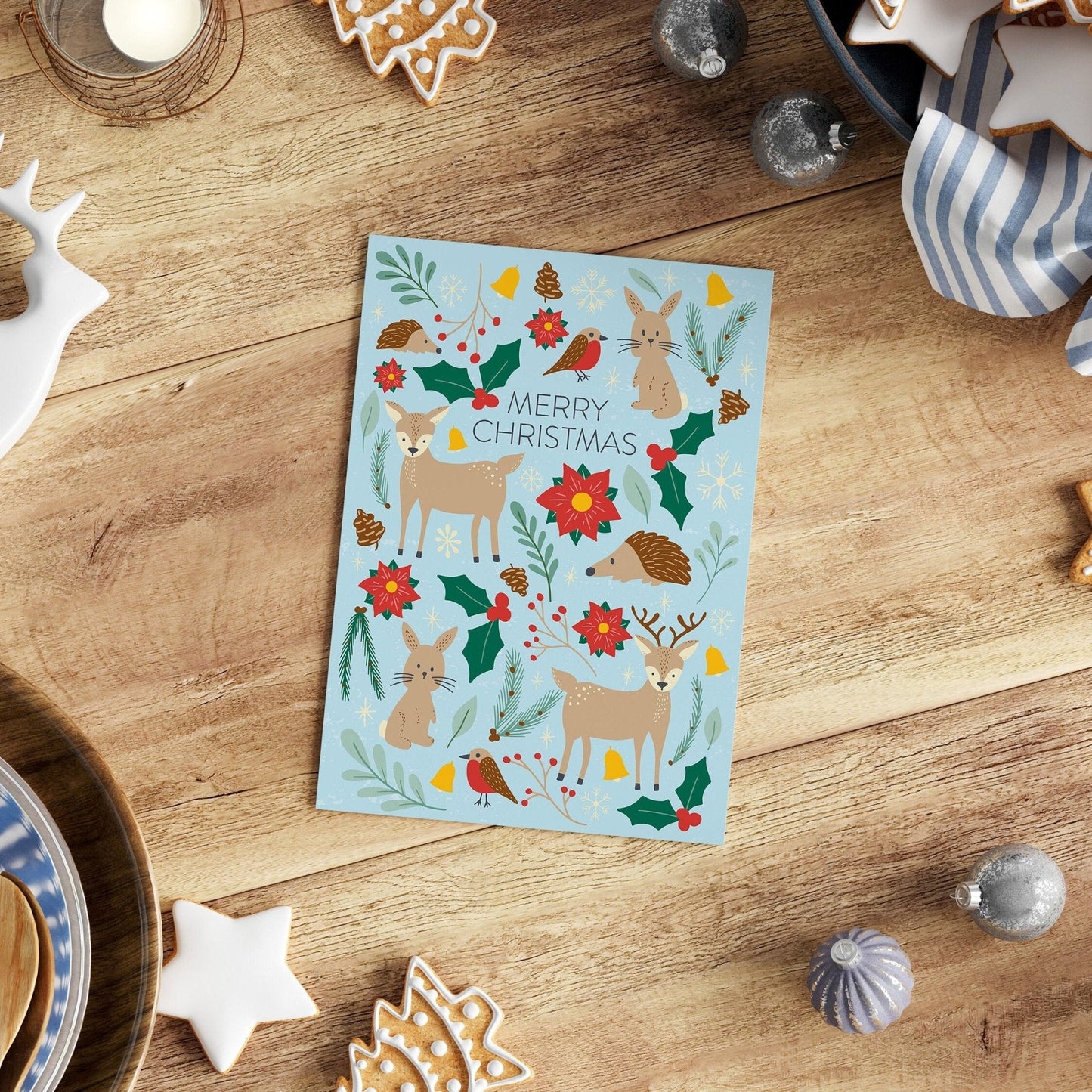 A5 Cute Woodland Christmas Card - Dolly and Fred Designs