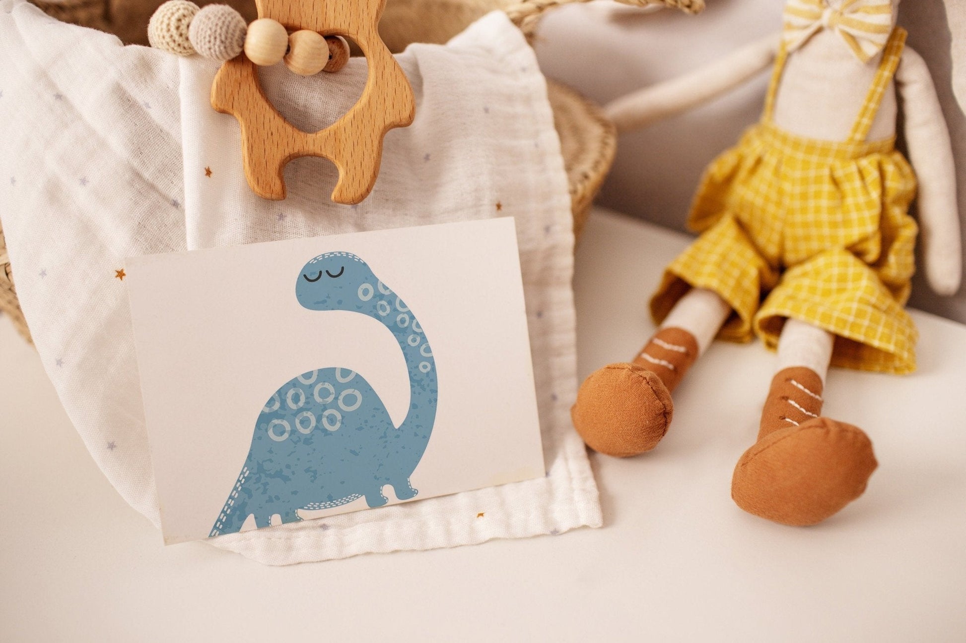 Blue and green dinosaur Postcards - Dolly and Fred Designs