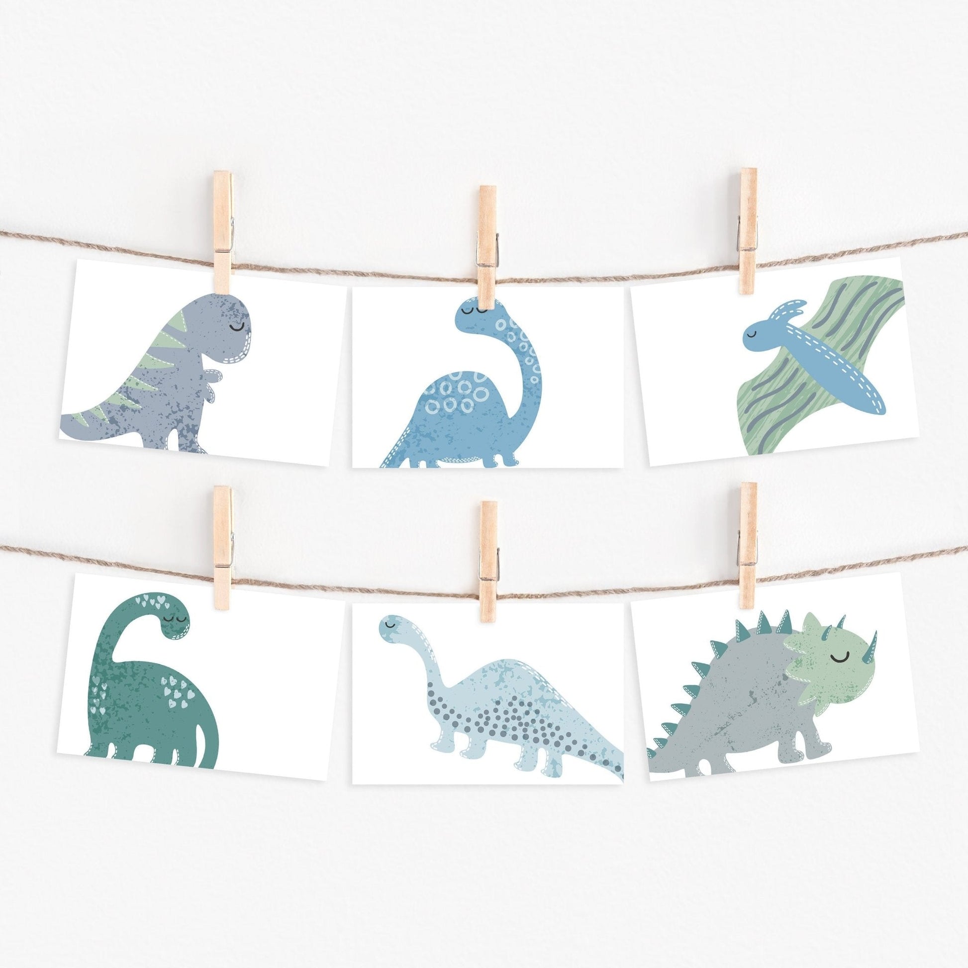 Blue and green dinosaur Postcards - Dolly and Fred Designs