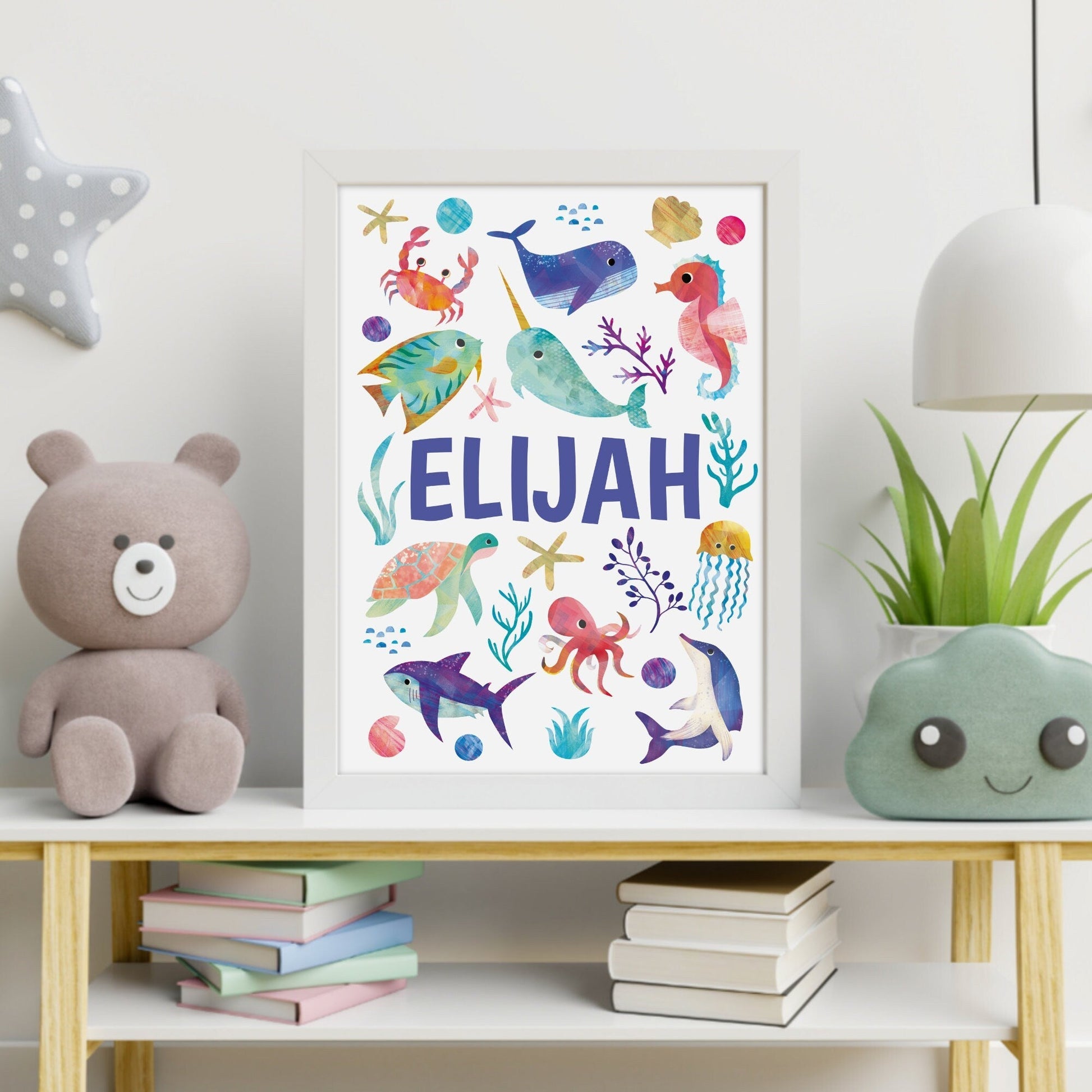 Bright Ocean Animals Name Print - Dolly and Fred Designs