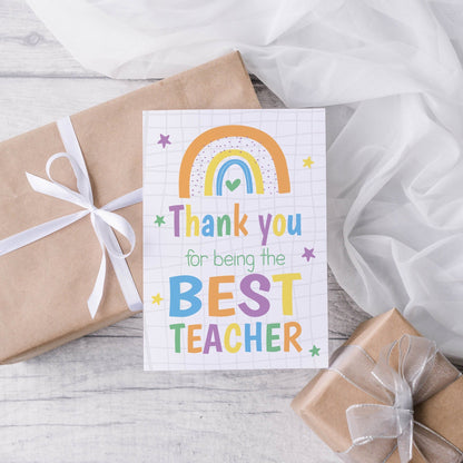 Bright Rainbow Thank you Teacher Card - Dolly and Fred Designs