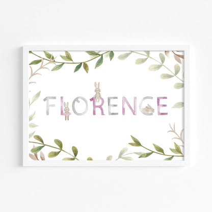 Bunny Rabbit Name Print - Dolly and Fred Designs