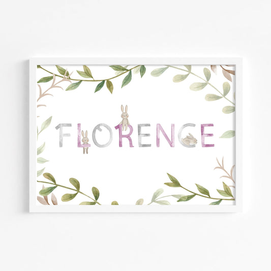 Bunny Rabbit Name Print - Dolly and Fred Designs