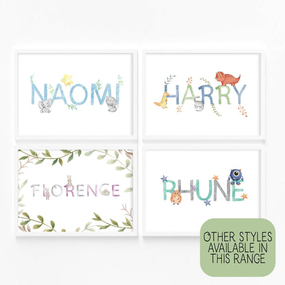 Bunny Rabbit Name Print - Dolly and Fred Designs
