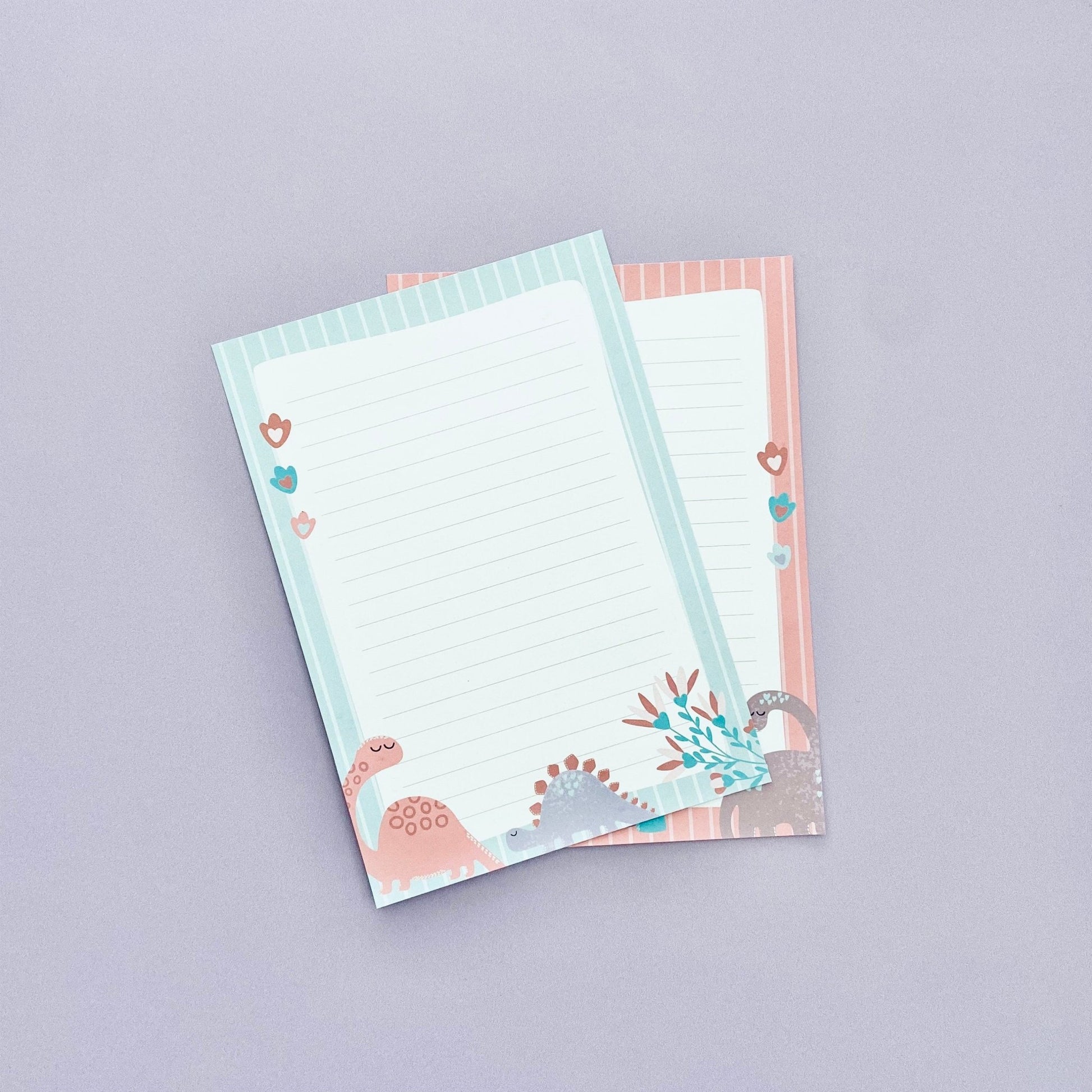 Childrens pink dinosaur letter writing set - Dolly and Fred Designs