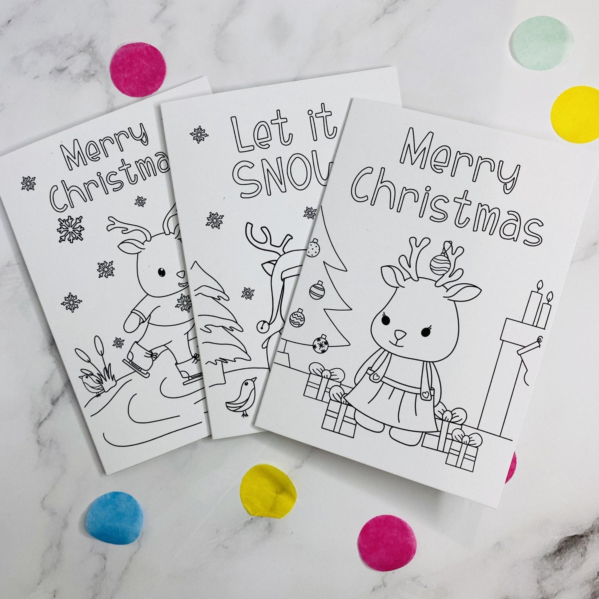 Colour your own Reindeer Christmas Card Pack - Dolly and Fred Designs