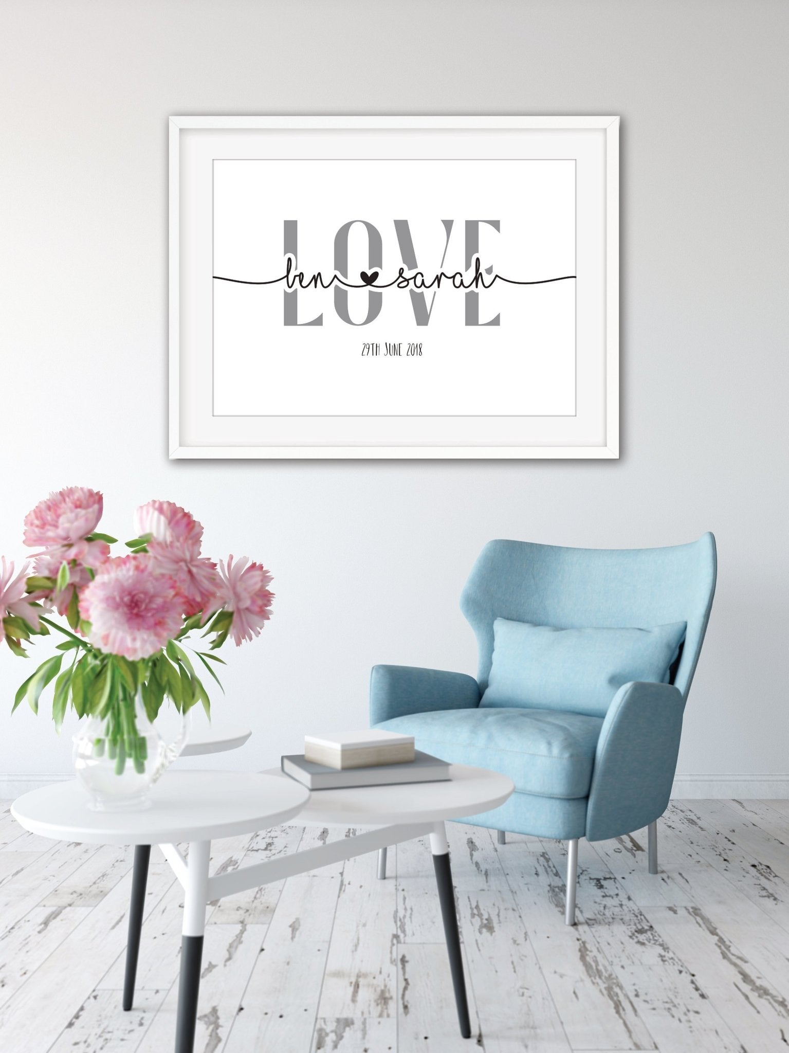 couples love heart name print - Dolly and Fred Designs