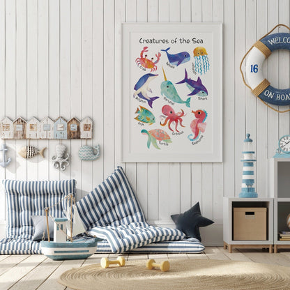 Creatures of the Sea Nursery Print - Dolly and Fred Designs
