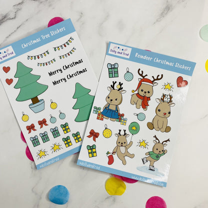 Cute Reindeer and Tree Sticker Sheets - Dolly and Fred Designs