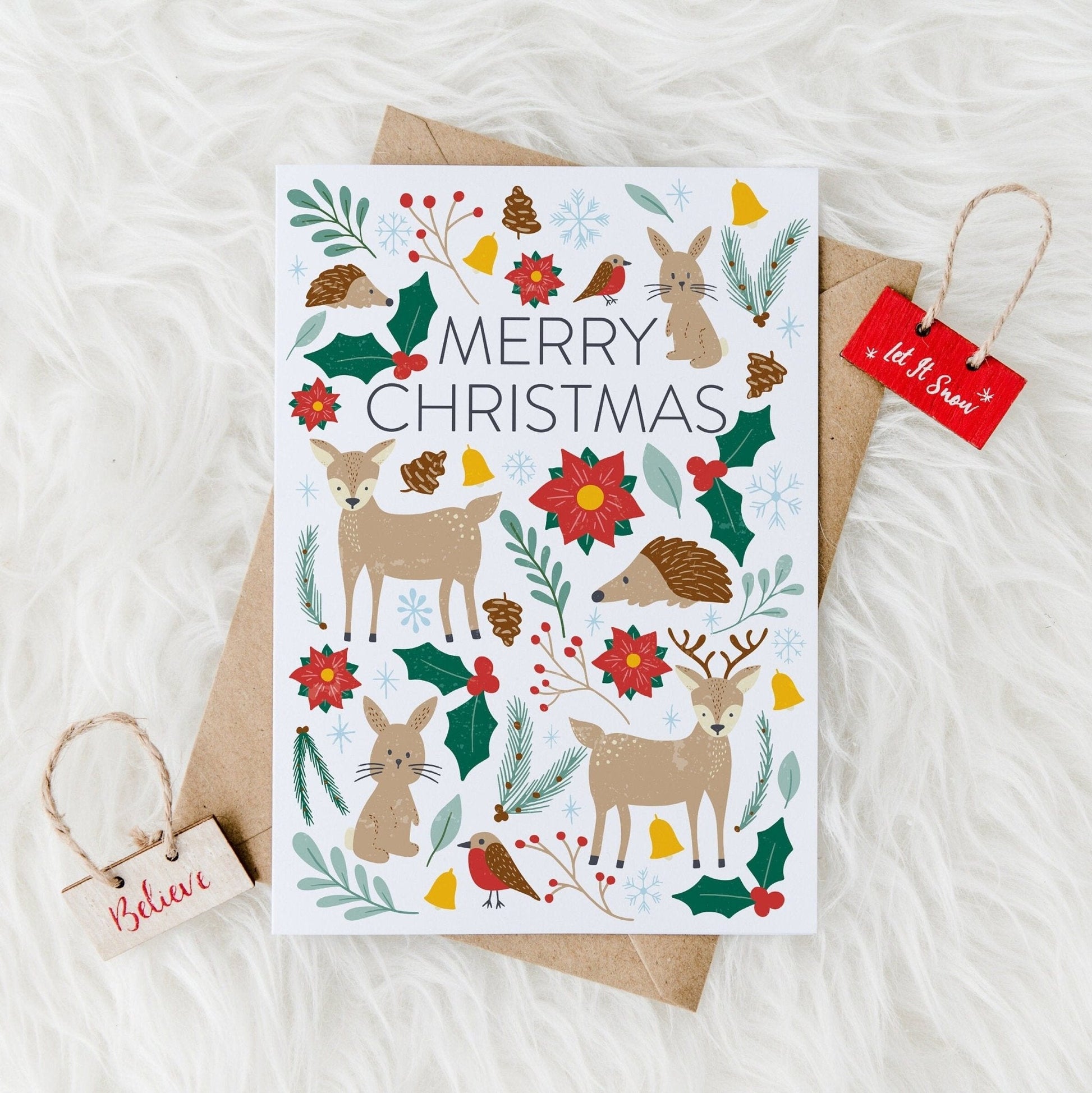 Cute Woodland Animal Christmas Card A5 - Dolly and Fred Designs