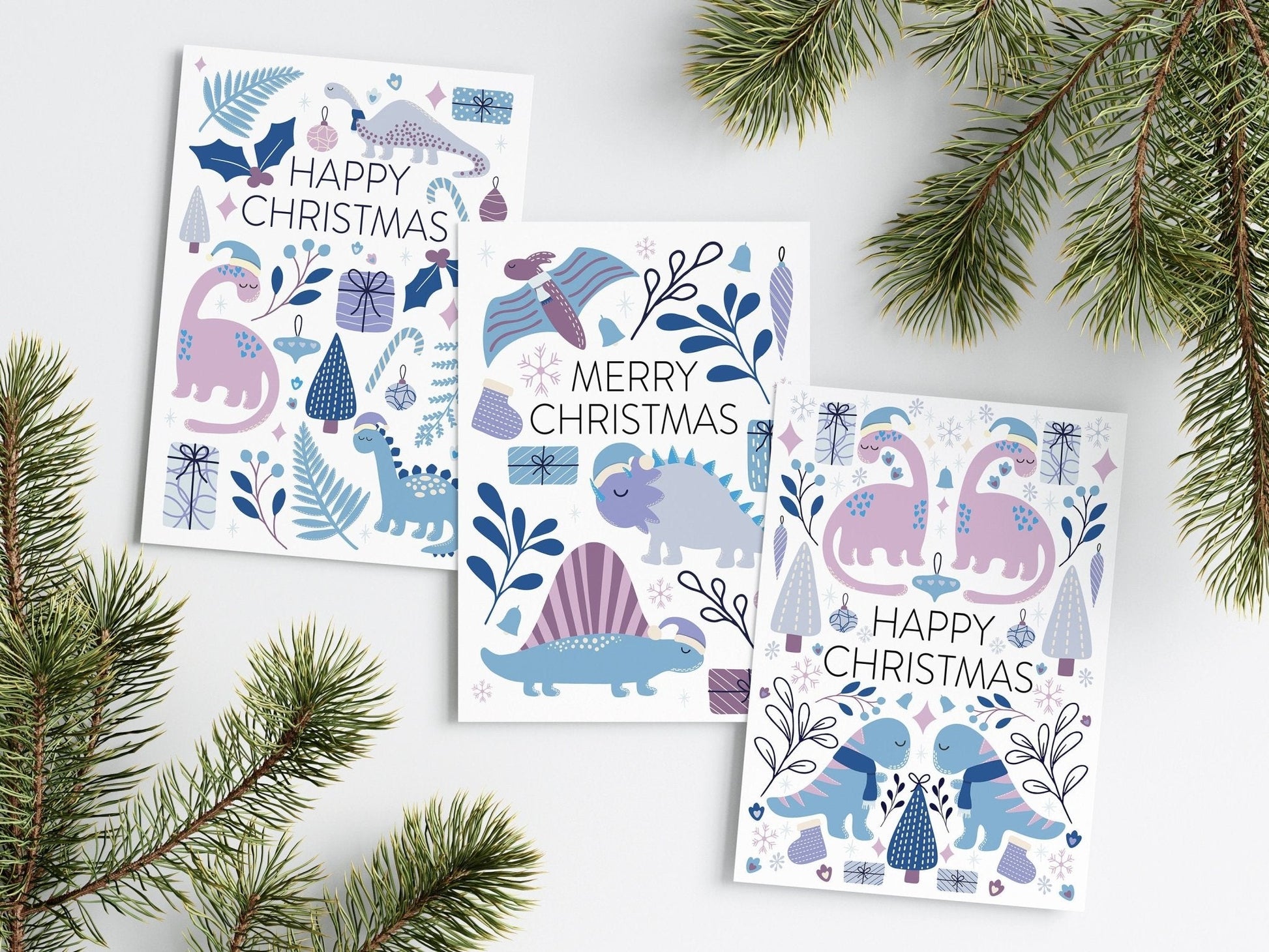 Dinosaur Christmas Card Pack of 5 - Dolly and Fred Designs