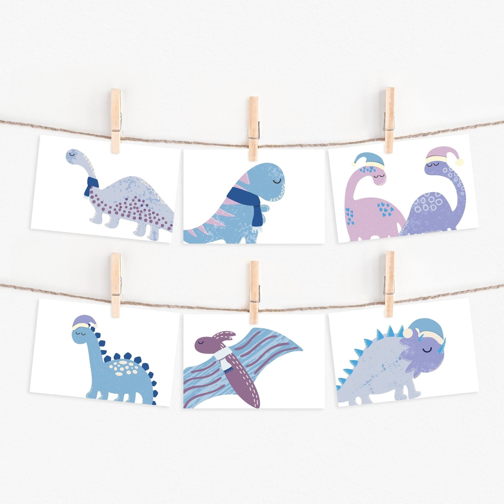 Dinosaur Christmas Postcard Set - Dolly and Fred Designs