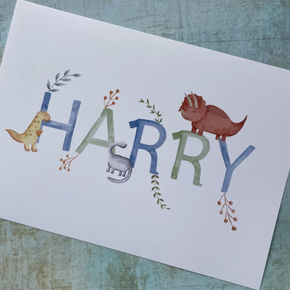 Dinosaur Name Print - Dolly and Fred Designs