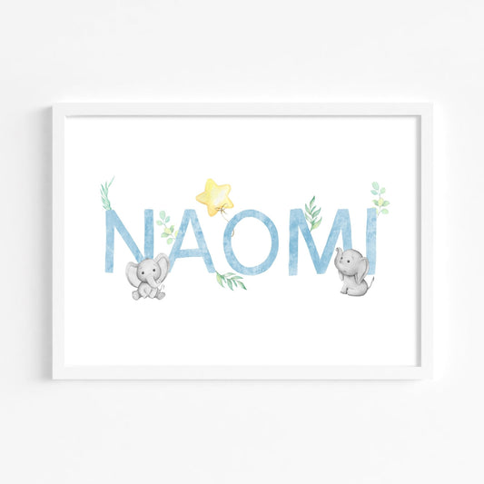 Elephant Name Print - Dolly and Fred Designs