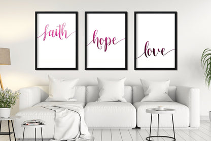 Faith Hope Love Bible Verse Print set of 3 - Dolly and Fred Designs
