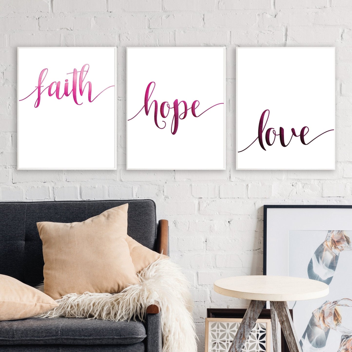 Faith Hope Love Bible Verse Print set of 3 - Dolly and Fred Designs