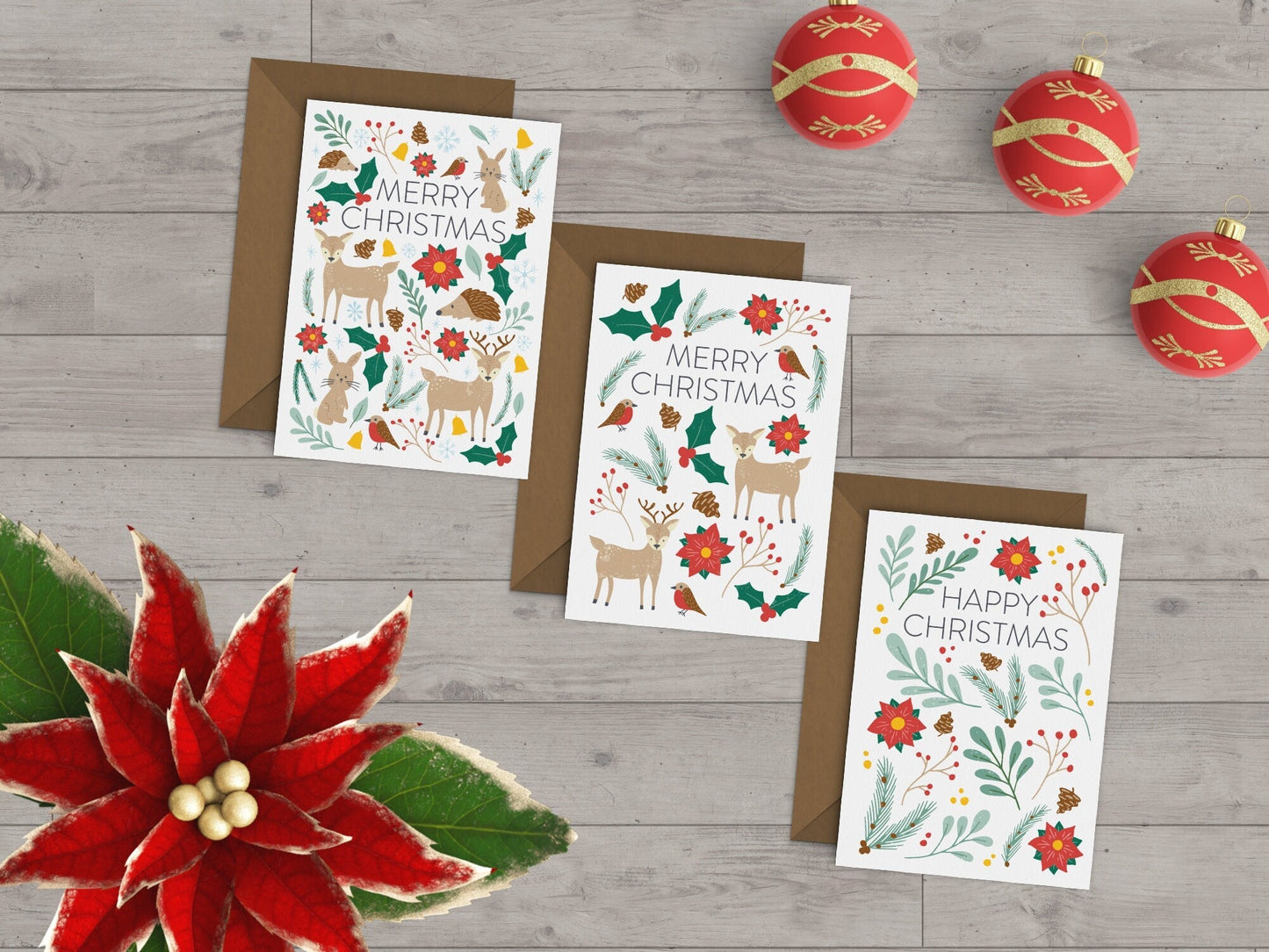 Festive Woodland Christmas Card Pack - Dolly and Fred Designs