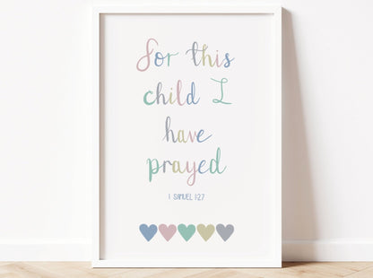 For this Child I have Prayed Bible Verse Print - Dolly and Fred Designs