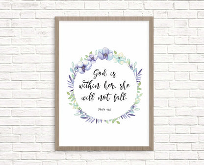 God is within her bible verse print - Dolly and Fred Designs