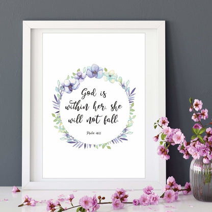 God is within her bible verse print - Dolly and Fred Designs