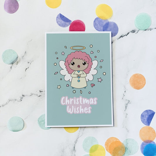 Green Angel christmas card - Dolly and Fred Designs
