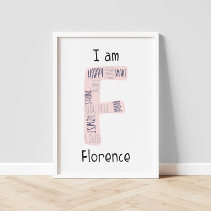 I am Affirmation Print with Initial - Dolly and Fred Designs