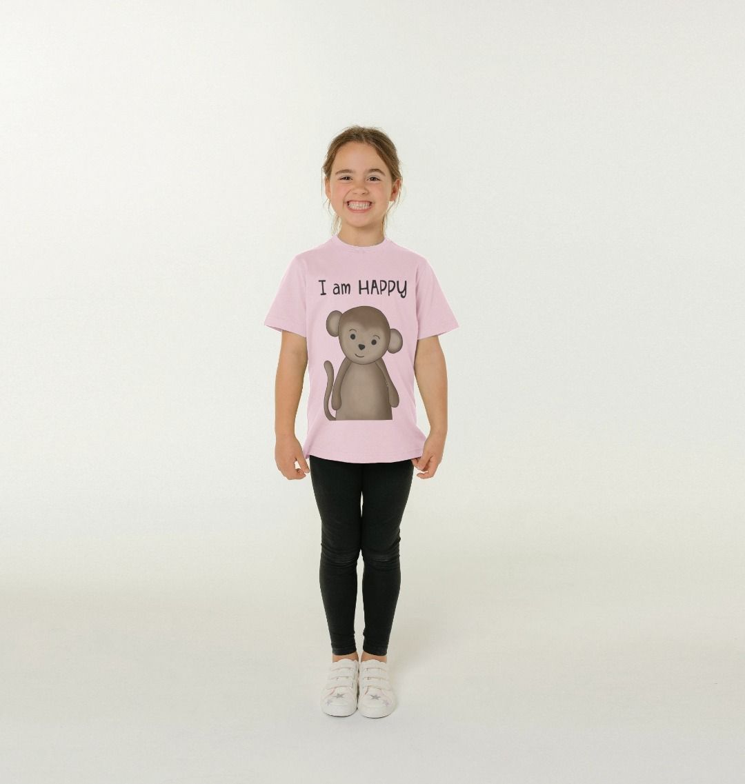 I am Happy Monkey Tshirt for Kids - Dolly and Fred Designs