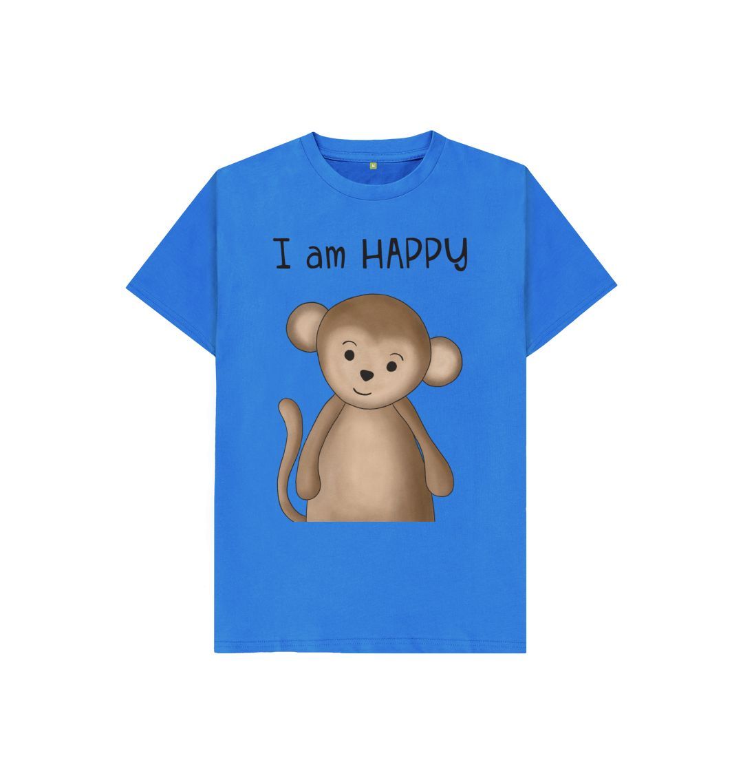 I am Happy Monkey Tshirt for Kids - Dolly and Fred Designs