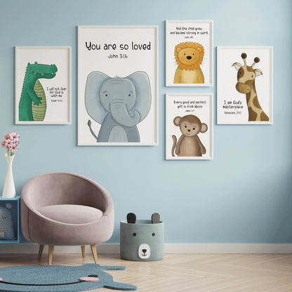 Safari themed nursery bible verse prints